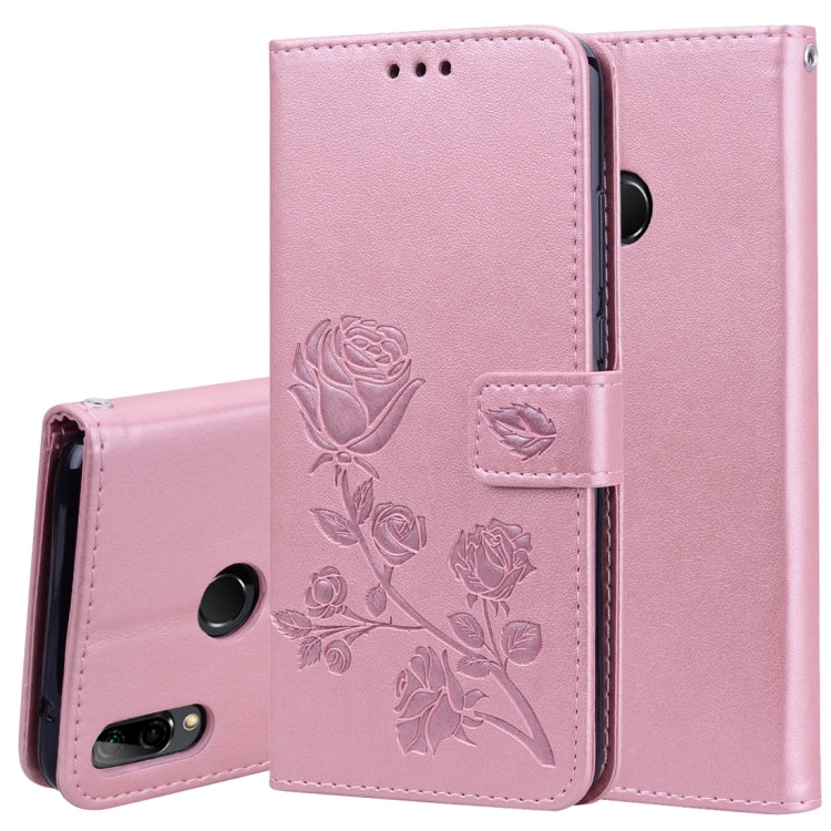 ซองหนัง PU แบบพลิกแนวนอนลายดอกกุหลาบสำหรับ Huawei Y9 (2019) พร้อมตัวยึดและช่องเสียบการ์ดและกระเป๋าสตางค์, For Huawei Y9 (2019), Huawei Y9 (2019)