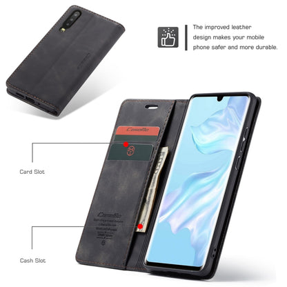 CaseMe-013 ซองหนังพลิกแนวนอน Retro Frosted มัลติฟังก์ชั่นสำหรับ Huawei P30 พร้อมช่องเสียบการ์ดและที่วางและกระเป๋าสตางค์, For Huawei P30