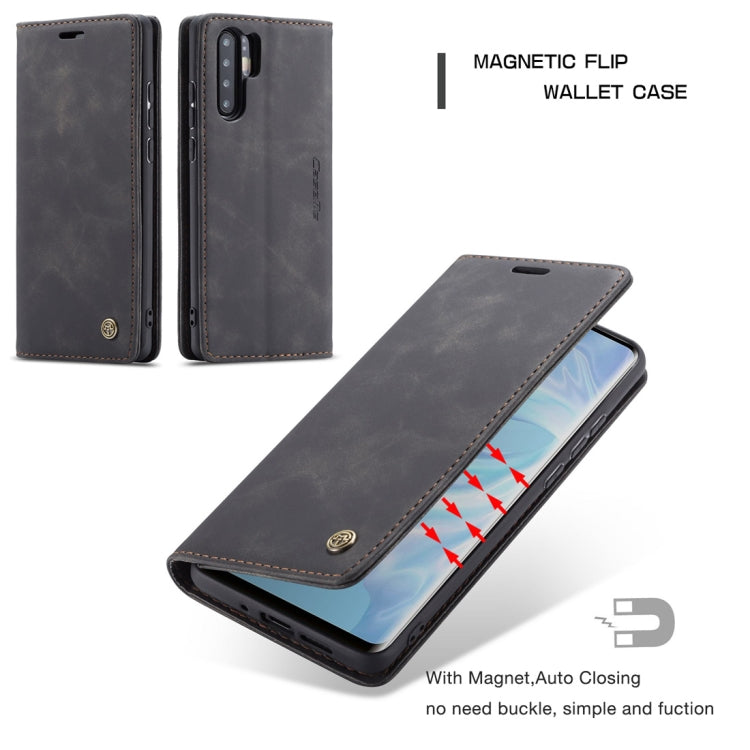 CaseMe-013 ซองหนังพลิกแนวนอน Retro Frosted มัลติฟังก์ชั่นสำหรับ Huawei P30 พร้อมช่องเสียบการ์ดและที่วางและกระเป๋าสตางค์, For Huawei P30