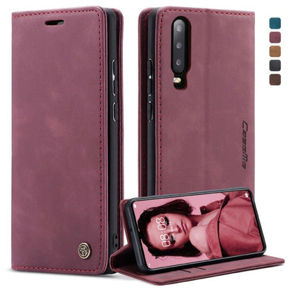 CaseMe-013 ซองหนังพลิกแนวนอน Retro Frosted มัลติฟังก์ชั่นสำหรับ Huawei P30 พร้อมช่องเสียบการ์ดและที่วางและกระเป๋าสตางค์, For Huawei P30