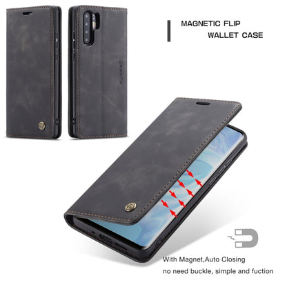 CaseMe-013 ซองหนังพลิกแนวนอน Retro Frosted มัลติฟังก์ชั่นสำหรับ Huawei P30 Pro พร้อมช่องเสียบการ์ดและที่วางและกระเป๋าสตางค์, For Huawei P30 Pro