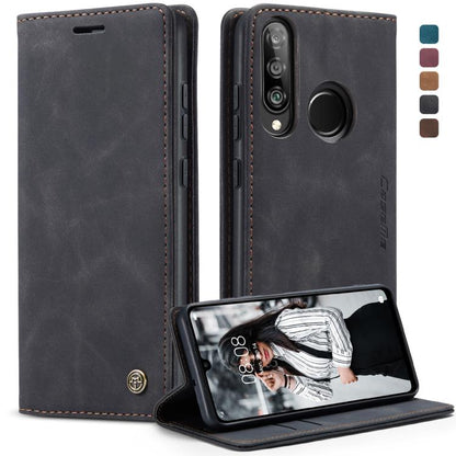 CaseMe-013 ซองหนังพลิกแนวนอน Retro Frosted มัลติฟังก์ชั่นสำหรับ Huawei P30 Lite พร้อมช่องเสียบการ์ดและที่วางและกระเป๋าสตางค์, For Huawei P30 Lite