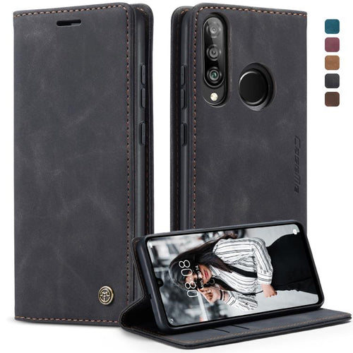 CaseMe-013 ซองหนังพลิกแนวนอน Retro Frosted มัลติฟังก์ชั่นสำหรับ Huawei P30 Lite พร้อมช่องเสียบการ์ดและที่วางและกระเป๋าสตางค์, For Huawei P30 Lite