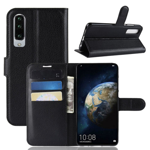 ซองหนังพลิกแนวนอนเนื้อลิ้นจี่สำหรับ Huawei P30 พร้อมตัวยึดและช่องเสียบการ์ดและกระเป๋าสตางค์, For Huawei P30, For P30