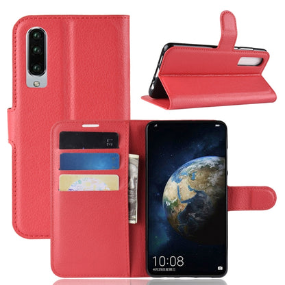 ซองหนังพลิกแนวนอนเนื้อลิ้นจี่สำหรับ Huawei P30 พร้อมตัวยึดและช่องเสียบการ์ดและกระเป๋าสตางค์, For Huawei P30, For P30