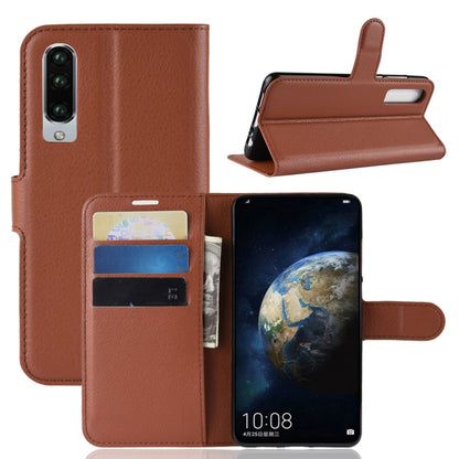 ซองหนังพลิกแนวนอนเนื้อลิ้นจี่สำหรับ Huawei P30 พร้อมตัวยึดและช่องเสียบการ์ดและกระเป๋าสตางค์, For Huawei P30, For P30