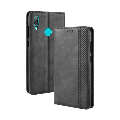Magnetic Buckle Retro Texture ซองหนังพลิกแนวนอนสำหรับ Huawei Y7 (2019) / Y7 Prime (2019) พร้อมตัวยึดและช่องเสียบการ์ดและกระเป๋าสตางค์, For Huawei Y7 (2019)