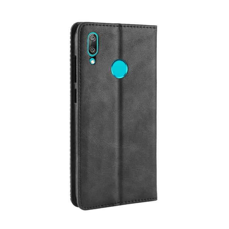 Magnetic Buckle Retro Texture ซองหนังพลิกแนวนอนสำหรับ Huawei Y7 (2019) / Y7 Prime (2019) พร้อมตัวยึดและช่องเสียบการ์ดและกระเป๋าสตางค์, For Huawei Y7 (2019)
