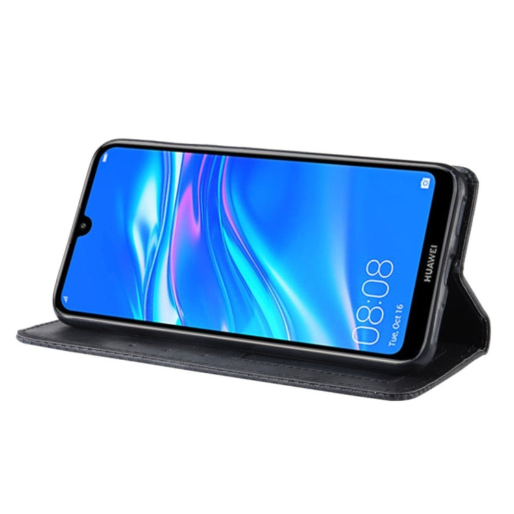 Magnetic Buckle Retro Texture ซองหนังพลิกแนวนอนสำหรับ Huawei Y7 (2019) / Y7 Prime (2019) พร้อมตัวยึดและช่องเสียบการ์ดและกระเป๋าสตางค์, For Huawei Y7 (2019)