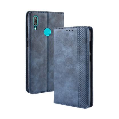 Magnetic Buckle Retro Texture ซองหนังพลิกแนวนอนสำหรับ Huawei Y7 (2019) / Y7 Prime (2019) พร้อมตัวยึดและช่องเสียบการ์ดและกระเป๋าสตางค์, For Huawei Y7 (2019)