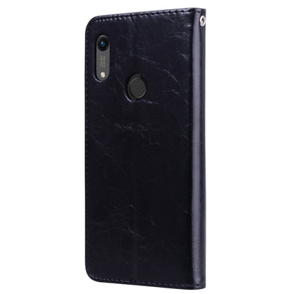 ซองหนังพลิกแนวนอนเนื้อน้ำมันขี้ผึ้งสไตล์ธุรกิจสำหรับ Huawei Y6 (2019) / Honor 8A พร้อมตัวยึดและช่องเสียบการ์ดและกระเป๋าสตางค์, For Huawei Honor 8A, For Huawei Y6 (2019) / Honor 8A