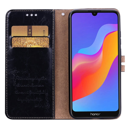 ซองหนังพลิกแนวนอนเนื้อน้ำมันขี้ผึ้งสไตล์ธุรกิจสำหรับ Huawei Y6 (2019) / Honor 8A พร้อมตัวยึดและช่องเสียบการ์ดและกระเป๋าสตางค์, For Huawei Honor 8A, For Huawei Y6 (2019) / Honor 8A