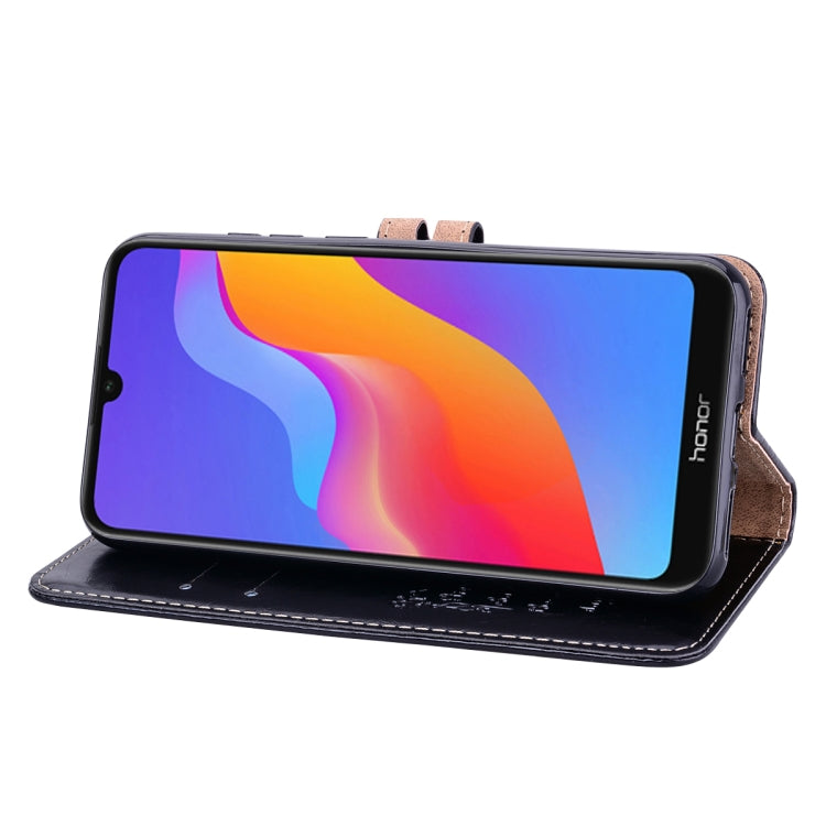 ซองหนังพลิกแนวนอนเนื้อน้ำมันขี้ผึ้งสไตล์ธุรกิจสำหรับ Huawei Y6 (2019) / Honor 8A พร้อมตัวยึดและช่องเสียบการ์ดและกระเป๋าสตางค์, For Huawei Honor 8A, For Huawei Y6 (2019) / Honor 8A