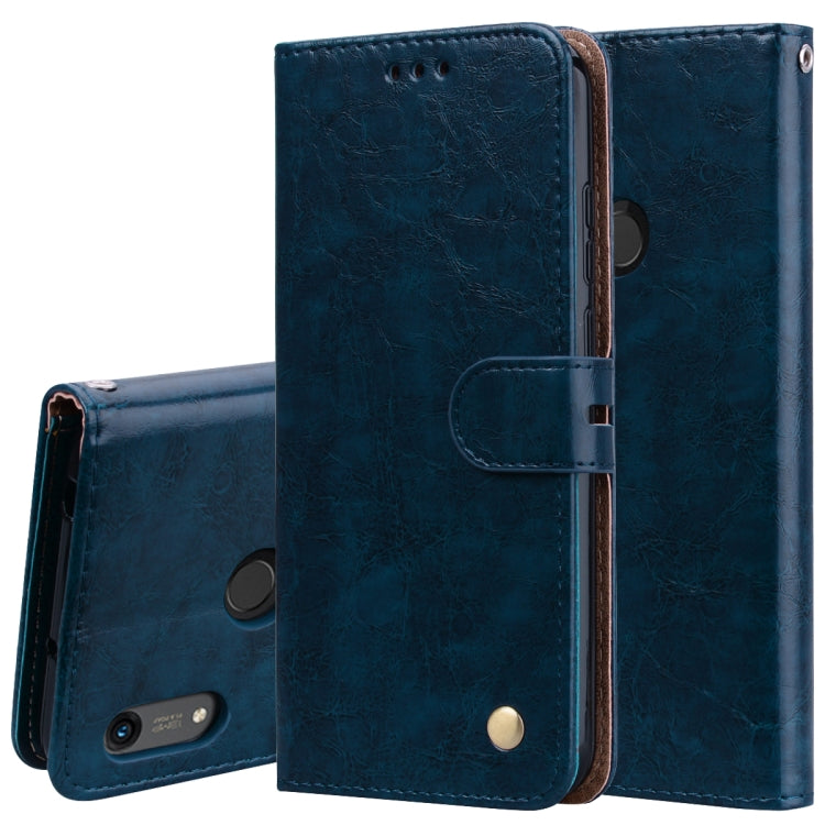 ซองหนังพลิกแนวนอนเนื้อน้ำมันขี้ผึ้งสไตล์ธุรกิจสำหรับ Huawei Y6 (2019) / Honor 8A พร้อมตัวยึดและช่องเสียบการ์ดและกระเป๋าสตางค์, For Huawei Honor 8A, For Huawei Y6 (2019) / Honor 8A