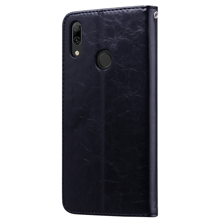 ซองหนังพลิกแนวนอนเนื้อน้ำมันขี้ผึ้งสไตล์ธุรกิจสำหรับ Huawei Y7 (2019) พร้อมตัวยึดและช่องเสียบการ์ดและกระเป๋าสตางค์, For Huawei Y7 (2019)