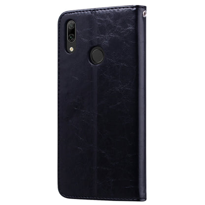 ซองหนังพลิกแนวนอนเนื้อน้ำมันขี้ผึ้งสไตล์ธุรกิจสำหรับ Huawei Y7 (2019) พร้อมตัวยึดและช่องเสียบการ์ดและกระเป๋าสตางค์, For Huawei Y7 (2019)