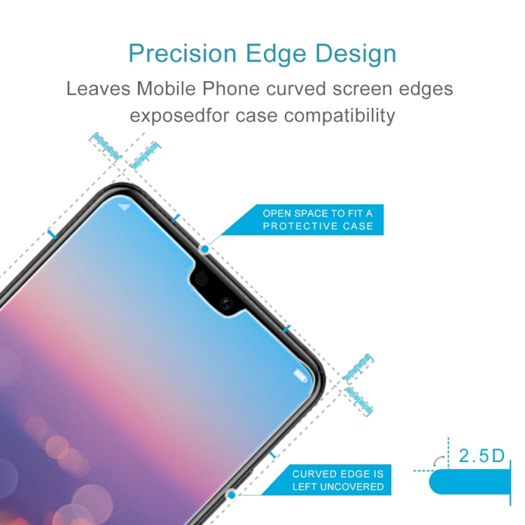 50 ชิ้นสำหรับ Huawei P20 0.26mm 9H ความแข็งพื้นผิว 2.5D ฟิล์มกระจกนิรภัยป้องกันการระเบิดไม่มีแพ็คเกจขายปลีก, For P20
