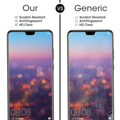 50 ชิ้นสำหรับ Huawei P20 0.26mm 9H ความแข็งพื้นผิว 2.5D ฟิล์มกระจกนิรภัยป้องกันการระเบิดไม่มีแพ็คเกจขายปลีก, For P20