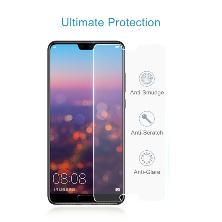 50 ชิ้นสำหรับ Huawei P20 0.26mm 9H ความแข็งพื้นผิว 2.5D ฟิล์มกระจกนิรภัยป้องกันการระเบิดไม่มีแพ็คเกจขายปลีก, For P20