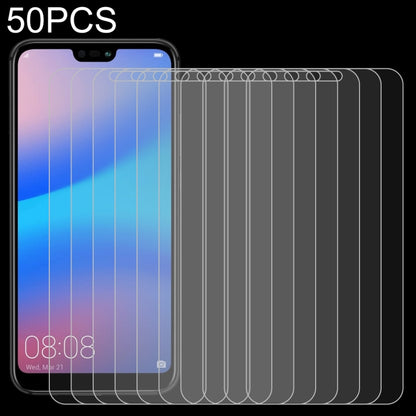 50 ชิ้นสำหรับ Huawei P20 Lite 0.26mm 9H ความแข็งพื้นผิว 2.5D ฟิล์มกระจกนิรภัยป้องกันการระเบิดไม่มีแพ็คเกจขายปลีก, For P20 Lite
