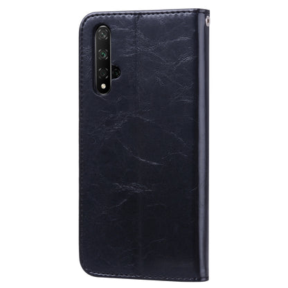 ซองหนังพลิกแนวนอนเนื้อน้ำมันขี้ผึ้งสไตล์ธุรกิจสำหรับ Huawei Honor 20 พร้อมตัวยึดและช่องเสียบการ์ดและกระเป๋าสตางค์, For Huawei Honor 20