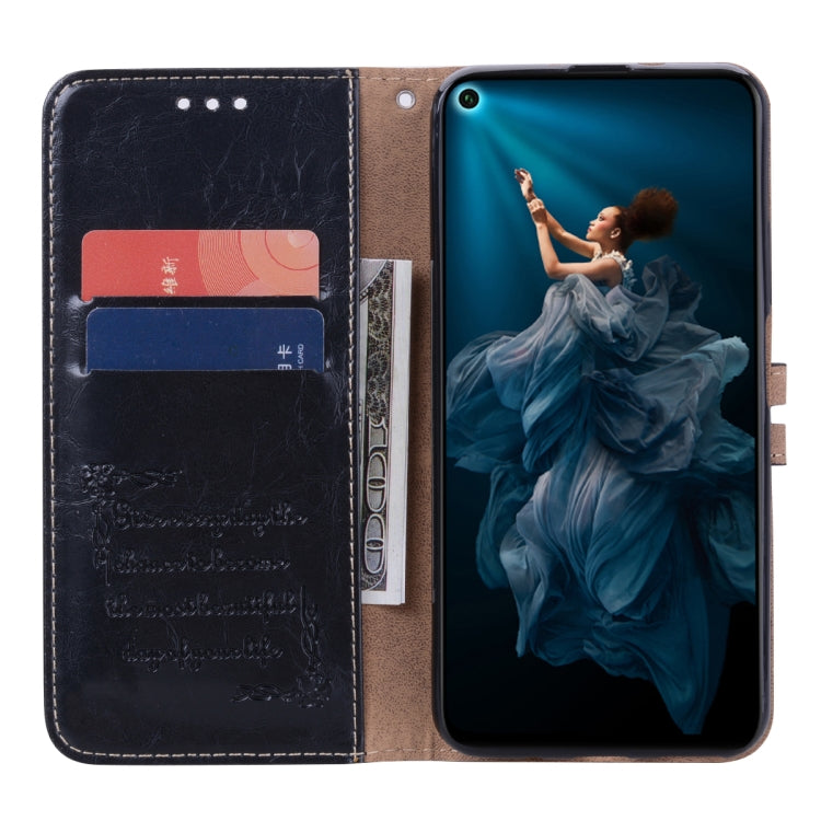 ซองหนังพลิกแนวนอนเนื้อน้ำมันขี้ผึ้งสไตล์ธุรกิจสำหรับ Huawei Honor 20 พร้อมตัวยึดและช่องเสียบการ์ดและกระเป๋าสตางค์, For Huawei Honor 20
