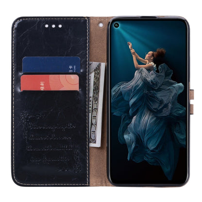 ซองหนังพลิกแนวนอนเนื้อน้ำมันขี้ผึ้งสไตล์ธุรกิจสำหรับ Huawei Honor 20 Pro พร้อมตัวยึดและช่องเสียบการ์ดและกระเป๋าสตางค์, For Huawei Honor 20 Pro
