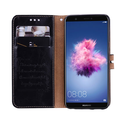 ซองหนังพลิกแนวนอนเนื้อน้ำมันขี้ผึ้งสไตล์ธุรกิจสำหรับ Huawei P Smart / Enjoy 7S พร้อมตัวยึดและช่องเสียบการ์ดและกระเป๋าสตางค์, For Huawei Enjoy 7S, For Huawei P Smart / Enjoy 7S