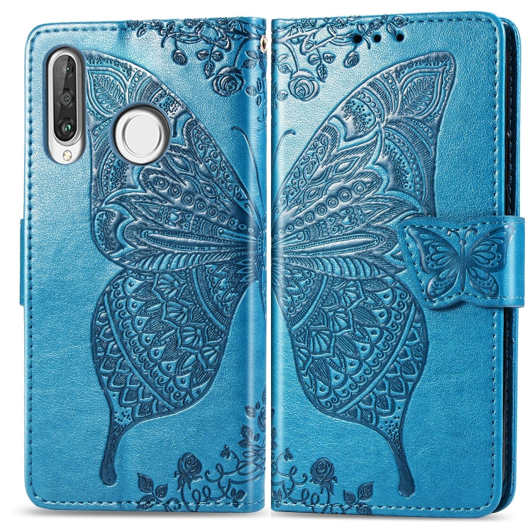 ผีเสื้อรักดอกไม้ลายนูนซองหนังพลิกแนวนอนสำหรับ Huawei P30 Lite / โนวา 4e พร้อมตัวยึดและช่องเสียบการ์ดและกระเป๋าสตางค์และเชือกเส้นเล็ก, For Huawei P30 Lite / Nova 4e