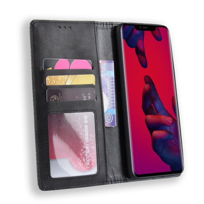 Magnetic Buckle Retro Texture ซองหนังพลิกแนวนอนสำหรับ Huawei Mate 20 Pro พร้อมตัวยึดและช่องเสียบการ์ดและกระเป๋าสตางค์, For Huawei Mate 20 Pro