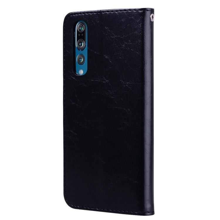 ซองหนังพลิกแนวนอนเนื้อน้ำมันขี้ผึ้งสไตล์ธุรกิจสำหรับ Huawei P30 พร้อมตัวยึดและช่องเสียบการ์ดและกระเป๋าสตางค์, For Huawei P30