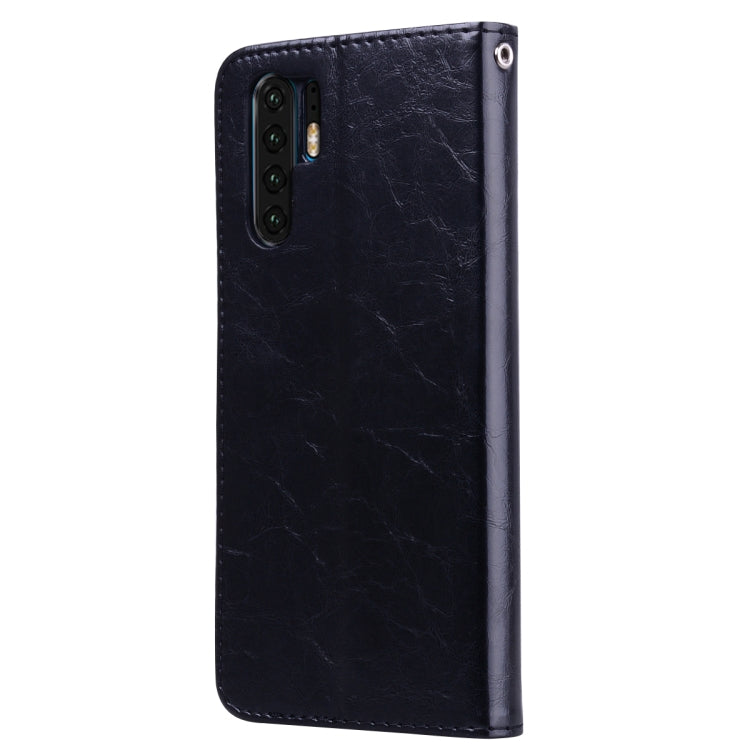 ซองหนังพลิกแนวนอนเนื้อน้ำมันขี้ผึ้งสไตล์ธุรกิจสำหรับ Huawei P30 Pro พร้อมตัวยึดและช่องเสียบการ์ดและกระเป๋าสตางค์, For Huawei P30 Pro