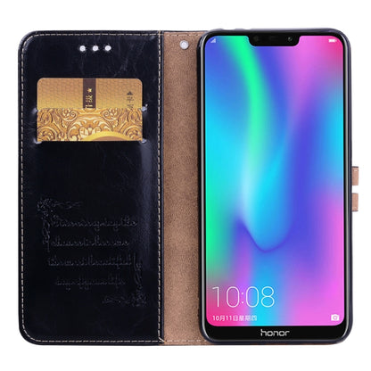 ซองหนังพลิกแนวนอนเนื้อน้ำมันขี้ผึ้งสไตล์ธุรกิจสำหรับ Huawei Honor 8C พร้อมตัวยึดและช่องเสียบการ์ดและกระเป๋าสตางค์, For Huawei Honor 8C