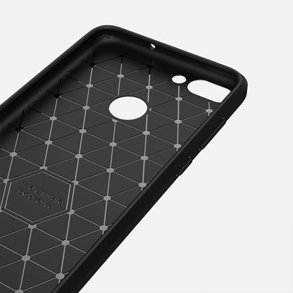 สำหรับ Huawei P smart / Enjoy 7S Brushed Texture คาร์บอนไฟเบอร์กันกระแทกเคสหลัง TPU ป้องกัน, For Huawei P smart / Enjoy 7S