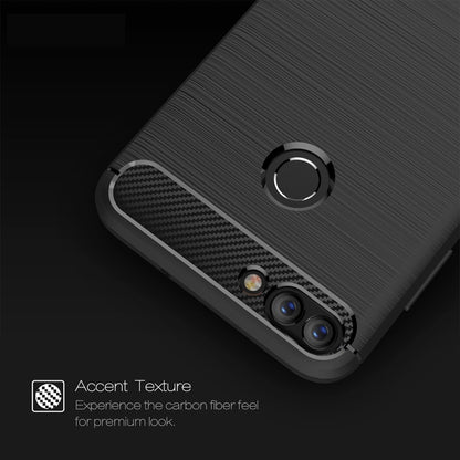 สำหรับ Huawei P smart / Enjoy 7S Brushed Texture คาร์บอนไฟเบอร์กันกระแทกเคสหลัง TPU ป้องกัน, For Huawei P smart / Enjoy 7S