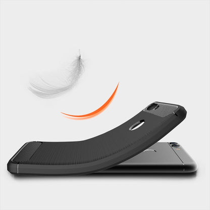 สำหรับ Huawei P smart / Enjoy 7S Brushed Texture คาร์บอนไฟเบอร์กันกระแทกเคสหลัง TPU ป้องกัน, For Huawei P smart / Enjoy 7S