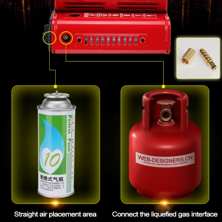 มัลติฟังก์ชั่นแบบพกพา Outdoor Camping Trip เครื่องทำความร้อนแก๊สเตาแก๊ส Burner,Powered by Dual ถังแก๊ส (ไม่รวม), Dual Gas Tank