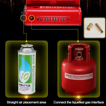มัลติฟังก์ชั่นแบบพกพา Outdoor Camping Trip เครื่องทำความร้อนแก๊สเตาแก๊ส Burner,Powered by Dual ถังแก๊ส (ไม่รวม), Dual Gas Tank