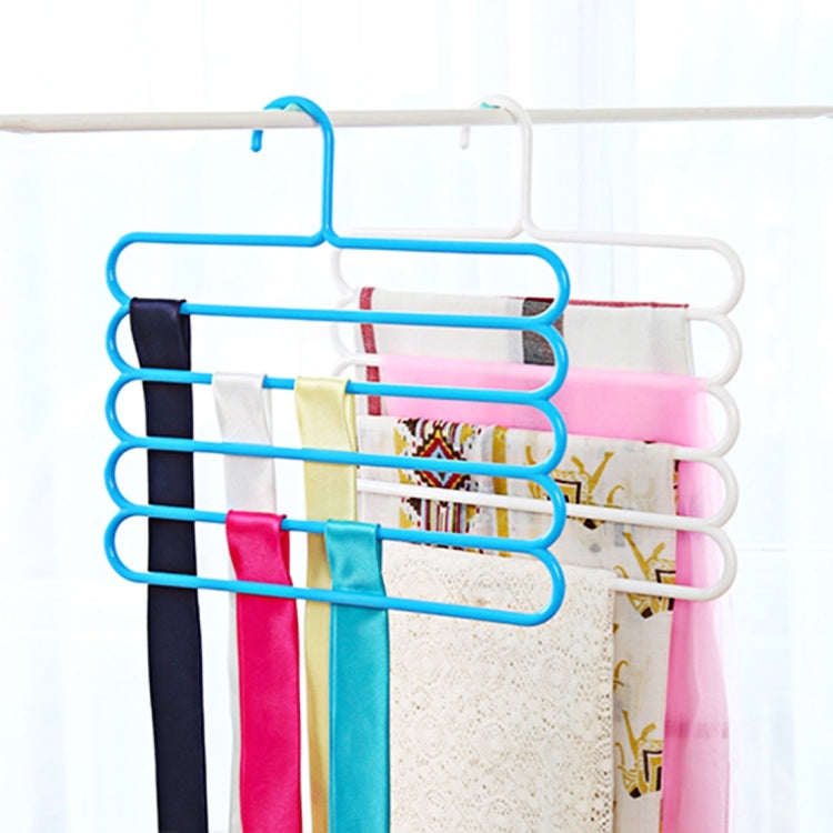 10 ชิ้นมัลติฟังก์ชั่น 5 ชั้นกางเกงผ้าพันคอผ้าไหมผูกไม้แขวนเสื้อพลาสติก, 5 Layers Pants Hangers