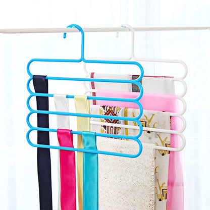 10 ชิ้นมัลติฟังก์ชั่น 5 ชั้นกางเกงผ้าพันคอผ้าไหมผูกไม้แขวนเสื้อพลาสติก, 5 Layers Pants Hangers