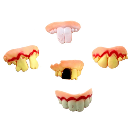 5 ชิ้นฮาโลวีนเล่นตลกตลกการสร้างแบบจำลองต่างๆฟันปลอม Bucktooth ที่น่ากลัวฟันปลอมจัดฟันสำหรับปาร์ตี้คลับการจัดส่งสไตล์สุ่ม, 5 PCS