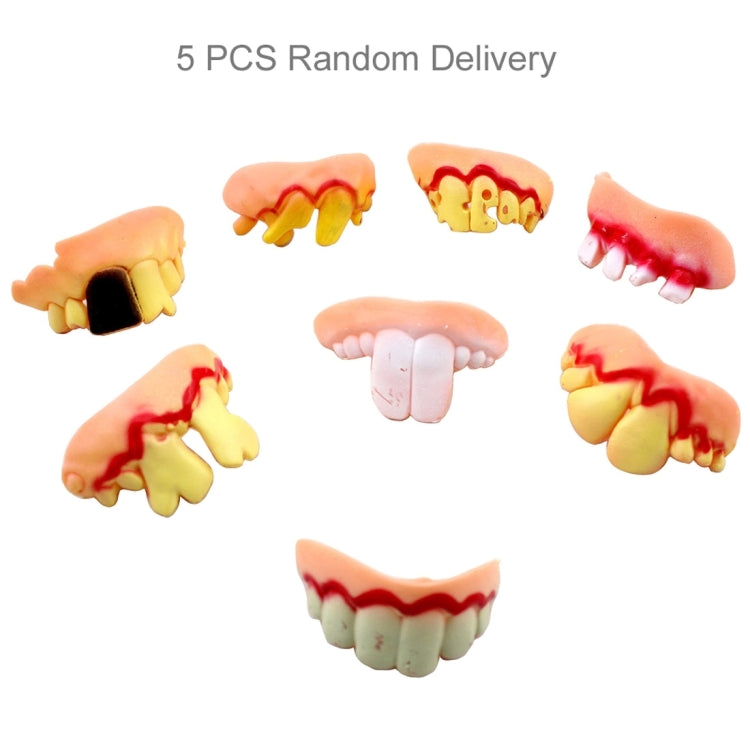 5 ชิ้นฮาโลวีนเล่นตลกตลกการสร้างแบบจำลองต่างๆฟันปลอม Bucktooth ที่น่ากลัวฟันปลอมจัดฟันสำหรับปาร์ตี้คลับการจัดส่งสไตล์สุ่ม, 5 PCS