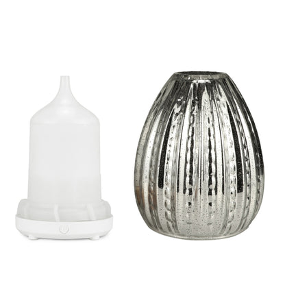 100ml Creative แจกันรูปร่างเครื่องอโรมา 3D Glass Humidifier เครื่องพ่นแอลกอฮอล์อัตโนมัติพร้อมหลอดไฟ LED สีสันสดใส, 3D Glass Humidifier