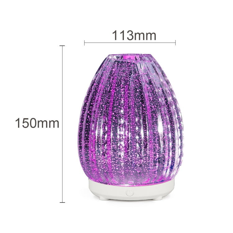 100ml Creative แจกันรูปร่างเครื่องอโรมา 3D Glass Humidifier เครื่องพ่นแอลกอฮอล์อัตโนมัติพร้อมหลอดไฟ LED สีสันสดใส, 3D Glass Humidifier