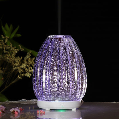 100ml Creative แจกันรูปร่างเครื่องอโรมา 3D Glass Humidifier เครื่องพ่นแอลกอฮอล์อัตโนมัติพร้อมหลอดไฟ LED สีสันสดใส, 3D Glass Humidifier