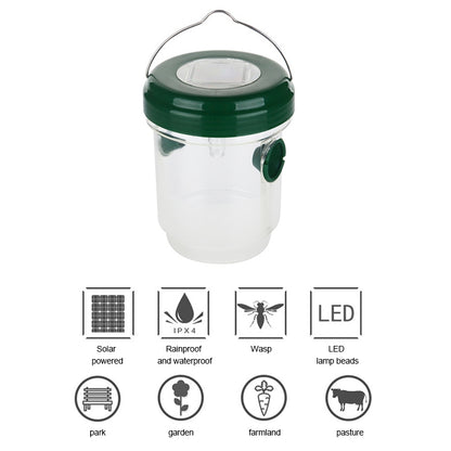 พลังงานแสงอาทิตย์ LED Fly Bee Trap Catcher เครื่องมือควบคุมแมลง, Black