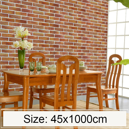 แนวนอนอิฐขนาดใหญ่สร้างสรรค์ 3D อิฐหินตกแต่งวอลล์เปเปอร์สติ๊กเกอร์ห้องนอนห้องนั่งเล่นผนังกันน้ำวอลล์เปเปอร์ม้วนขนาด: 45 x 1000 ซม., Horizontal large brick