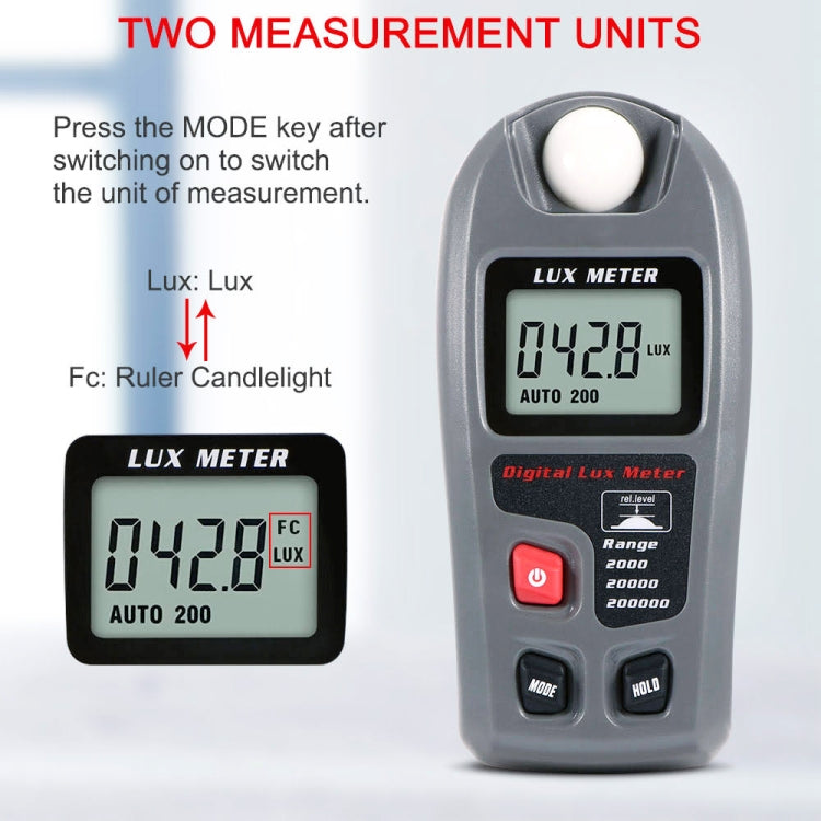 MT-30 เครื่องวัดแสงดิจิตอลแบบพกพา LCD สำหรับโรงงาน / โรงเรียน / บ้านโอกาสต่างๆช่วง: 0.1-200,000 Lux, MT-30