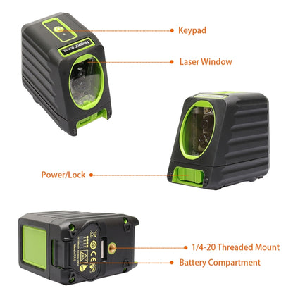 BOX-1G 1V1H 40mW และ 10mW ระดับเลเซอร์ลำแสงสีเขียว 2 เส้นครอบคลุมผนังและพื้น