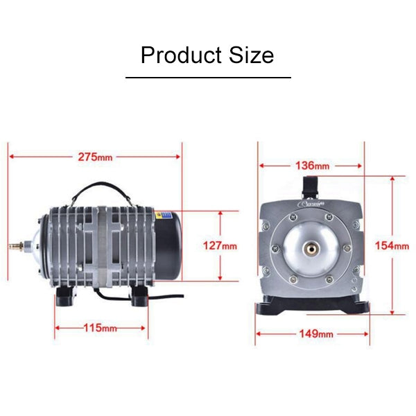ACO-008 120W 110L/Min ปั๊มลมแม่เหล็กไฟฟ้าคอมเพรสเซอร์อาหารทะเลถังปลาเพิ่มออกซิเจน Air Flow Splitter, US Plug, ACO-008